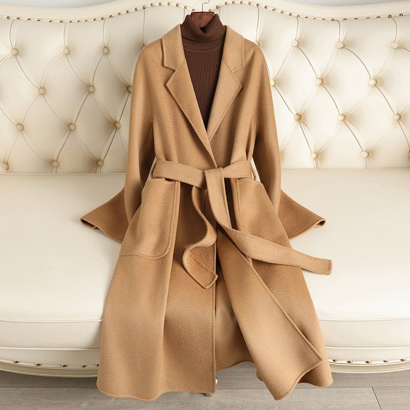 Women’s Long Wool Coat – Handmade Belted British Style Overcoat | 100% Wool Autumn 2025 Collection - Negative Apparel