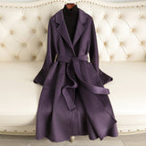 Women’s Long Wool Coat – Handmade Belted British Style Overcoat | 100% Wool Autumn 2025 Collection - Negative Apparel