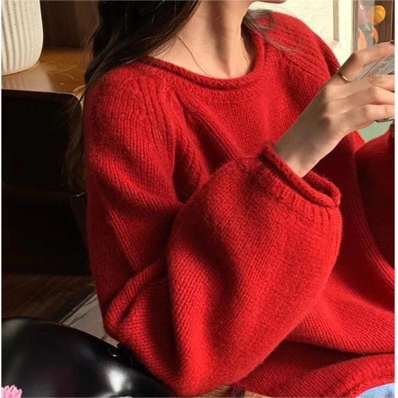 Women’s Loose Fit Pullover Sweater – Oversized Casual Knit Top, Solid Colors - Negative Apparel