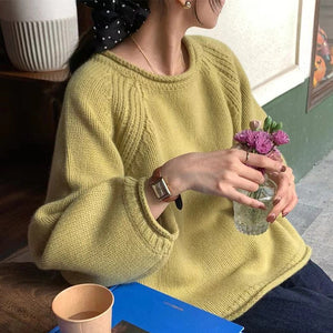 Women’s Loose Fit Pullover Sweater – Oversized Casual Knit Top, Solid Colors - Negative Apparel