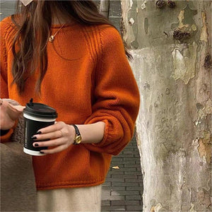 Women’s Loose Fit Pullover Sweater – Oversized Casual Knit Top, Solid Colors - Negative Apparel
