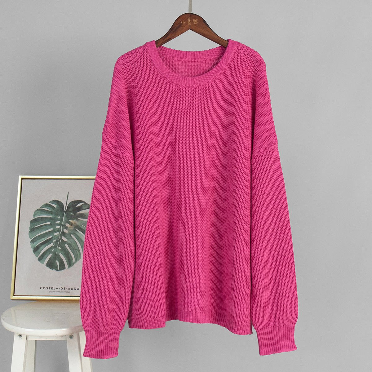 Women’s Loose Knit Sweater | Lantern Sleeve Pullover | Acrylic Cotton Korean Casual Top | Thick Round Neck Sweater Summer 2025 - Negative Apparel