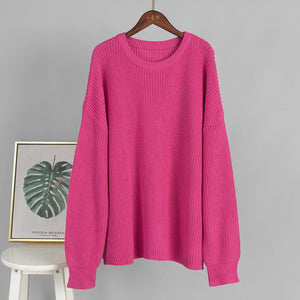 Women’s Loose Knit Sweater | Lantern Sleeve Pullover | Acrylic Cotton Korean Casual Top | Thick Round Neck Sweater Summer 2025 - Negative Apparel