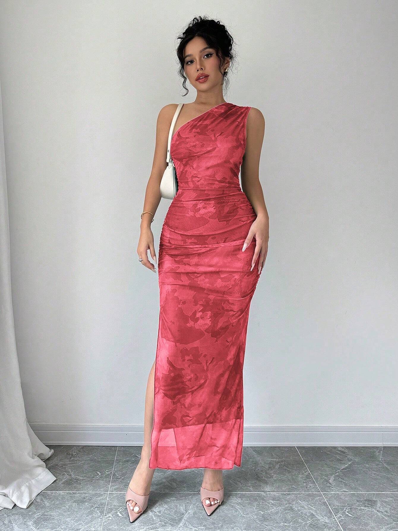 Women's Luxury Evening Dress, Tie Dye Print Asymmetrical Nec – Negative Apparel Women's Luxury Evening Dress, Tie Dye Print Asymmetrical Nec – Negative Apparel