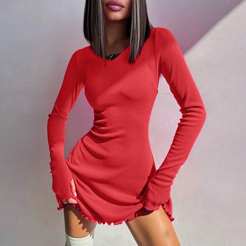 Women's new fashion simple solid color back strap waist dress - Negative Apparel