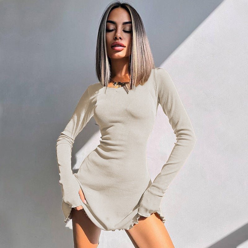 Women's new fashion simple solid color back strap waist dress - Negative Apparel