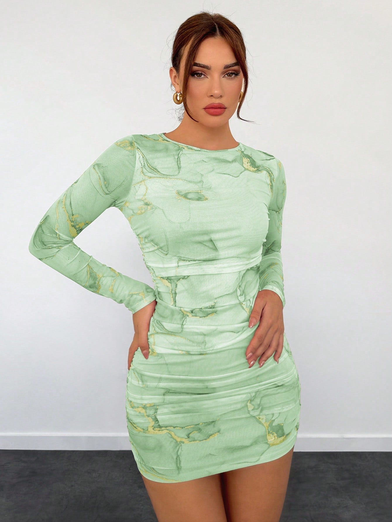 Women's New Romantic Date Night Ombre Print Mesh Bodycon Lon Negative Apparel Women's New Romantic Date Night Ombre Print Mesh Bodycon Lon Negative Apparel