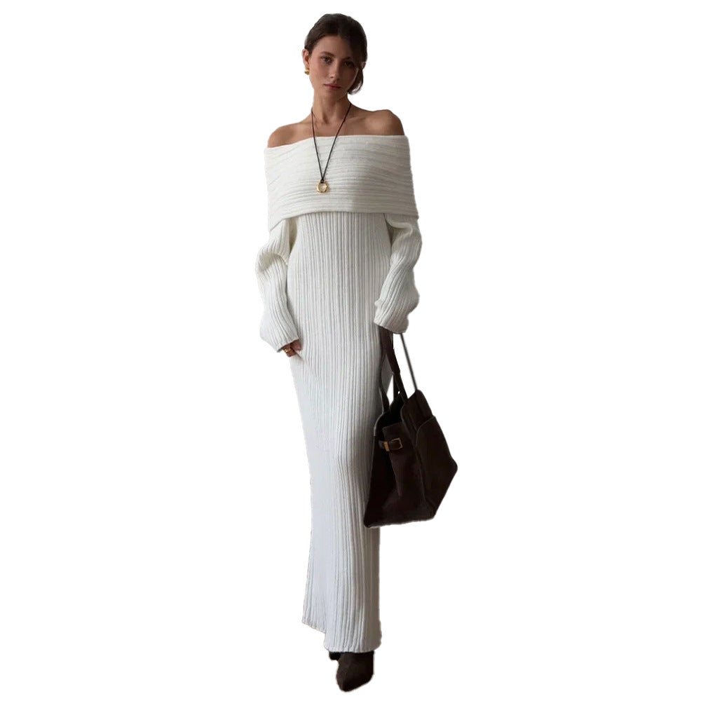 Women’s Off - Shoulder Long Dress | High - Waist Hip Skirt | Elegant Viscose Evening Gown | Celebrity Style Pure Desire Dress – Autumn 2025 - Negative Apparel