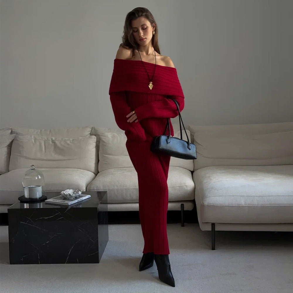Women’s Off - Shoulder Long Dress | High - Waist Hip Skirt | Elegant Viscose Evening Gown | Celebrity Style Pure Desire Dress – Autumn 2025 - Negative Apparel