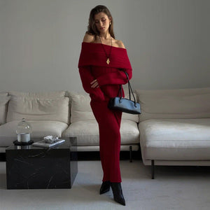 Women’s Off - Shoulder Long Dress | High - Waist Hip Skirt | Elegant Viscose Evening Gown | Celebrity Style Pure Desire Dress – Autumn 2025 - Negative Apparel