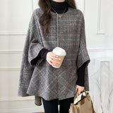 Women’s Plaid Wool Jacket – Long Thick Winter Coat | Elegant Commuter Style Outerwear - Negative Apparel