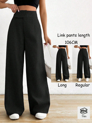 Women's Plain High Waist Casual Pants, Daily Wear - Negative Apparel