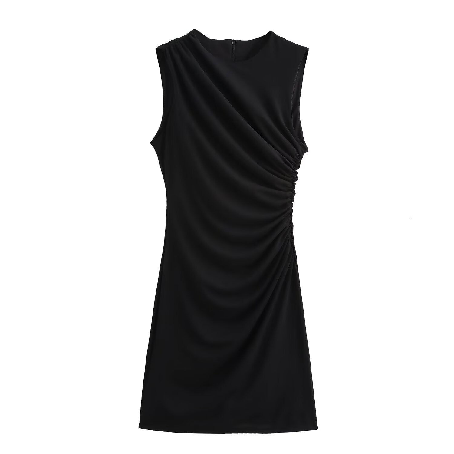 Women's Pleated Short Dress - European Style A - Line Dress - Negative Apparel