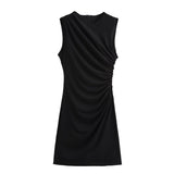 Women's Pleated Short Dress - European Style A - Line Dress - Negative Apparel