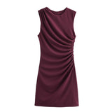 Women's Pleated Short Dress - European Style A - Line Dress - Negative Apparel