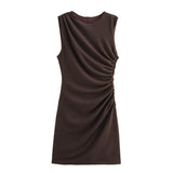 Women's Pleated Short Dress - European Style A - Line Dress - Negative Apparel
