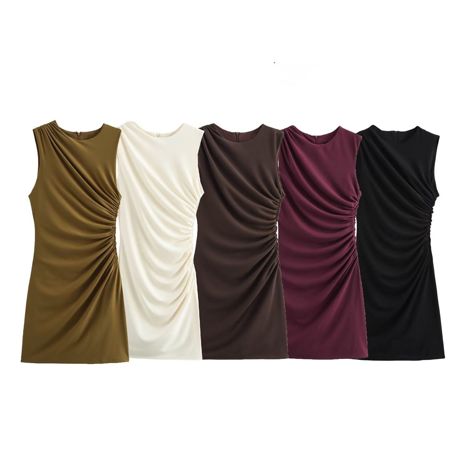 Women's Pleated Short Dress - European Style A - Line Dress - Negative Apparel