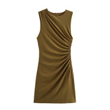 Women's Pleated Short Dress - European Style A - Line Dress - Negative Apparel