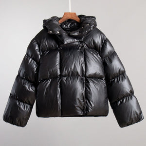 Women's premium cotton - padded jacket trendy style short hooded padded jacket - Negative Apparel