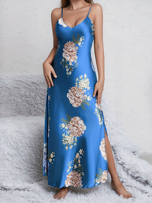 Women's printed summer sleeveless long satin silk dress - Negative Apparel