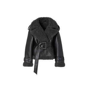 Women’s PU Leather Jacket – Black Short & Long Belted Motorcycle Coat | Street Hipster Lapel Faux Leather Outerwear - Negative Apparel