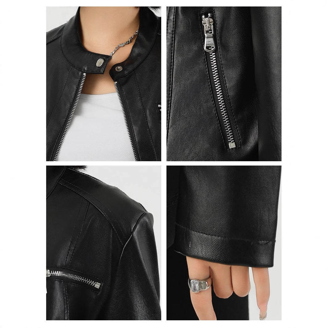 Women’s PU Leather Zipper Jacket | Winters 2025 Collection – Elegant Commuter Fit - Negative Apparel