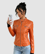 Women’s PU Leather Zipper Jacket | Winters 2025 Collection – Elegant Commuter Fit - Negative Apparel