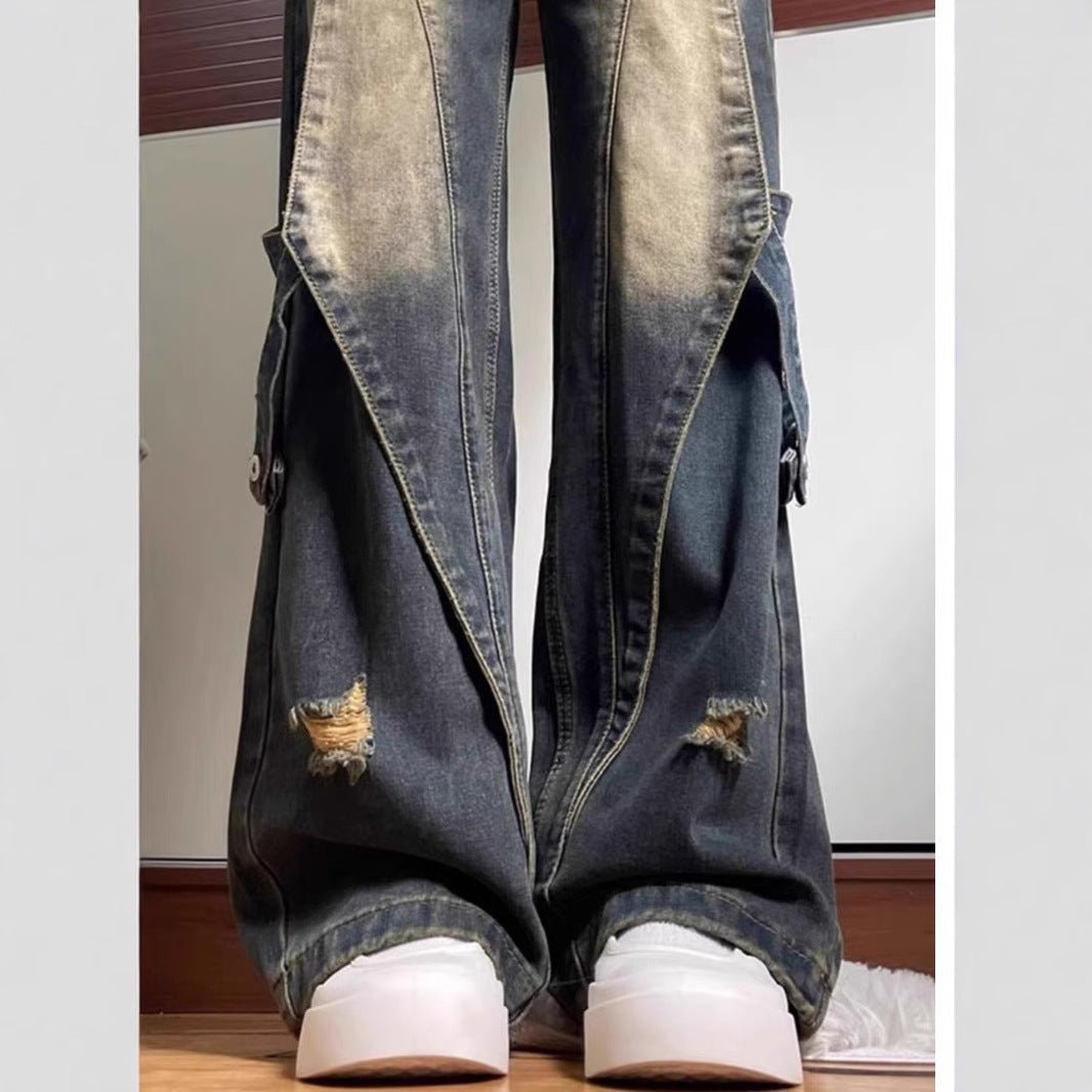 Women’s Retro Blue High - Waist Straight Jeans – Street Hipster Style, Autumn 2025 - Negative Apparel