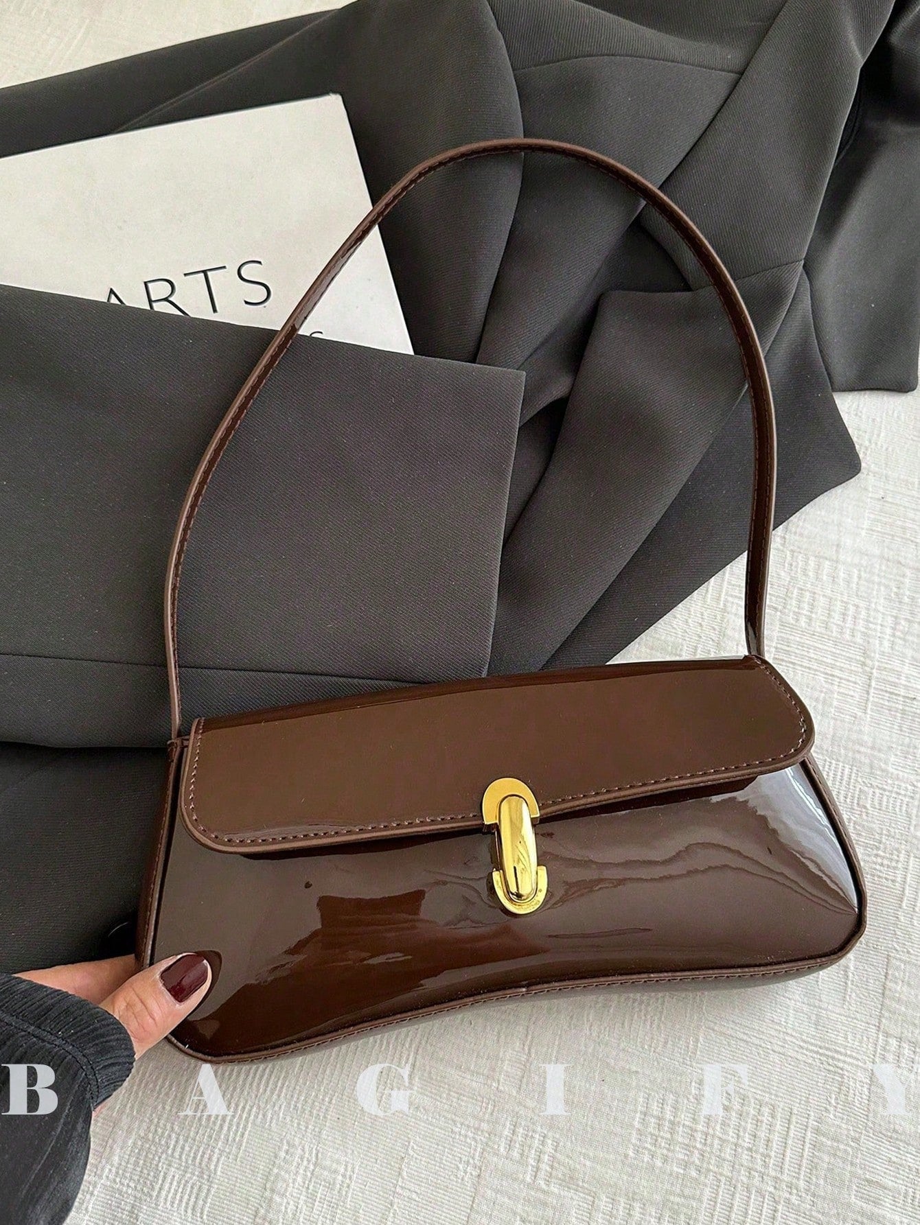 Women's Retro Faux Leather Flap Underarm Shoulder Bag, Suitable For Dates, Outings, Parties And Other Occasions FD - Negative Apparel