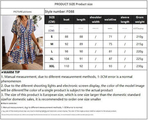 Women's retro flower print V - neck high - waisted bat sleeve vacation dress - Negative Apparel
