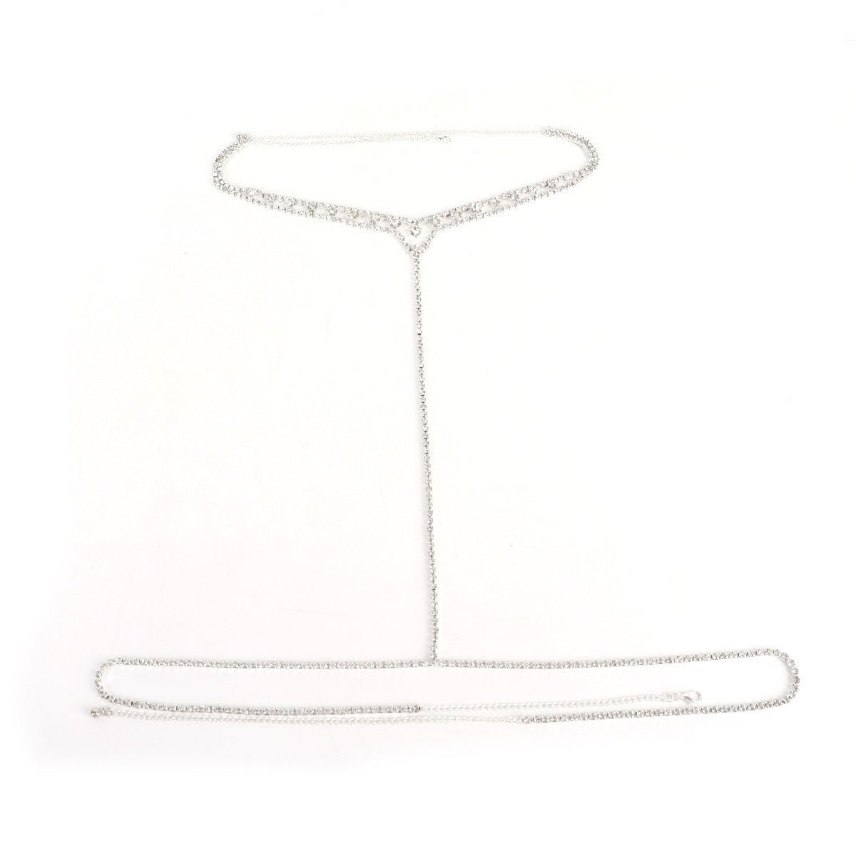 Women’s Rhinestone Body Chain Geometric Chest Jewelry – Gold & Silver Electroplated Crystal Body Necklace - Negative Apparel