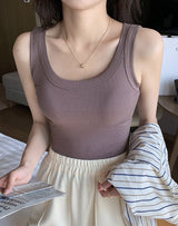 Women’s Ribbed Suspender Vest – Slim - Fit Sleeveless Knit Tank Top, Summer Elastic Base Layer Camisole - Negative Apparel