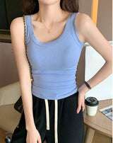 Women’s Ribbed Suspender Vest – Slim - Fit Sleeveless Knit Tank Top, Summer Elastic Base Layer Camisole - Negative Apparel