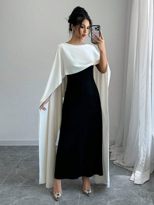 Women's Round Neck Batwing Sleeve Maxi Elegant Party Dress - Negative Apparel