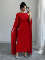 Women's Round Neck Batwing Sleeve Maxi Elegant Party Dress - Negative Apparel