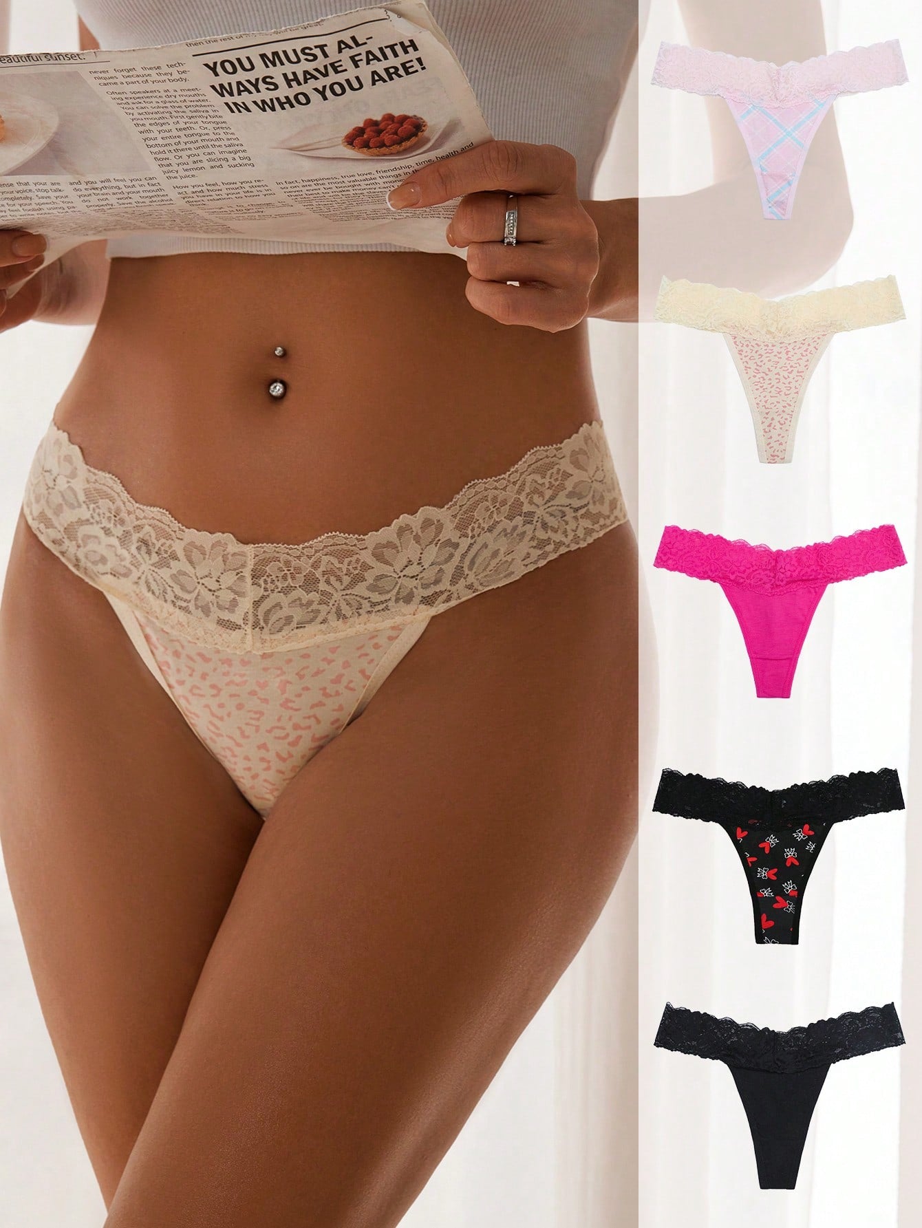 Women's Seamless Contrast Lace Panties Sexy Lingerie - Negative Apparel