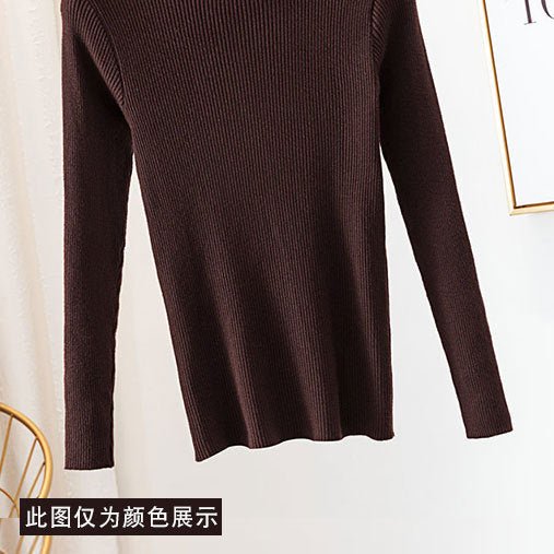 Women’s Semi - Turtleneck Core - Spun Yarn Sweater – Slim Fit Elegant Pullover - Negative Apparel