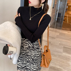 Women’s Semi - Turtleneck Core - Spun Yarn Sweater – Slim Fit Elegant Pullover - Negative Apparel