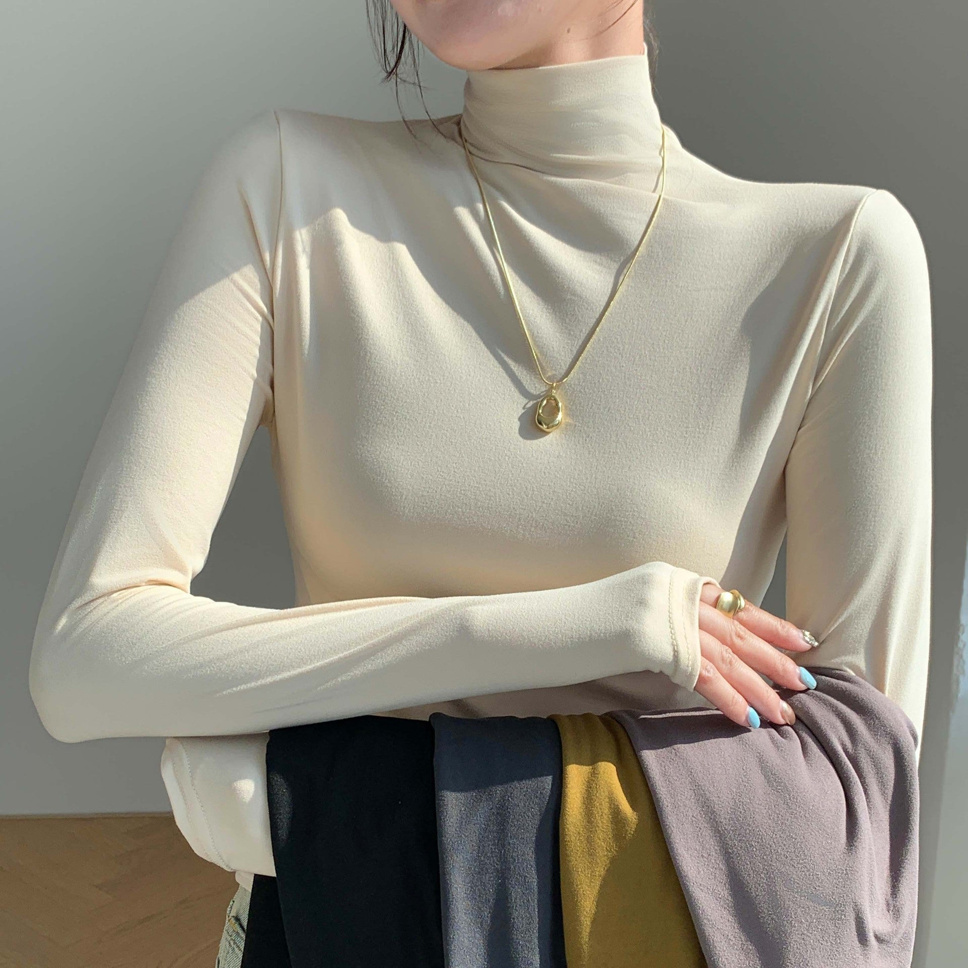 Women’s Semi - Turtleneck Mask Top – Slim Fit Warm Inner & Outer Wear - Negative Apparel