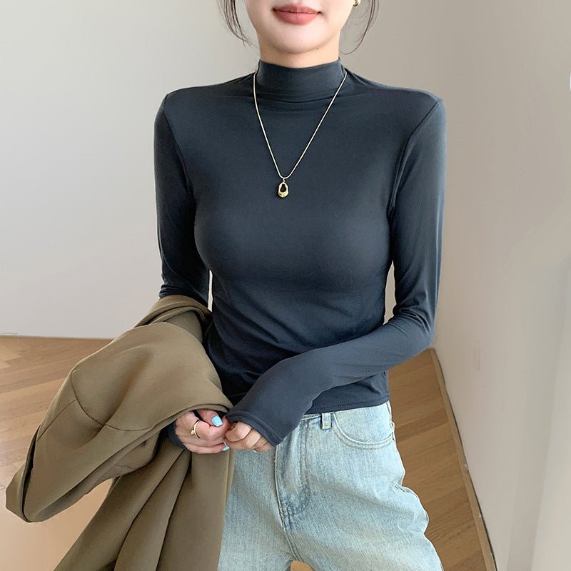 Women’s Semi - Turtleneck Mask Top – Slim Fit Warm Inner & Outer Wear - Negative Apparel