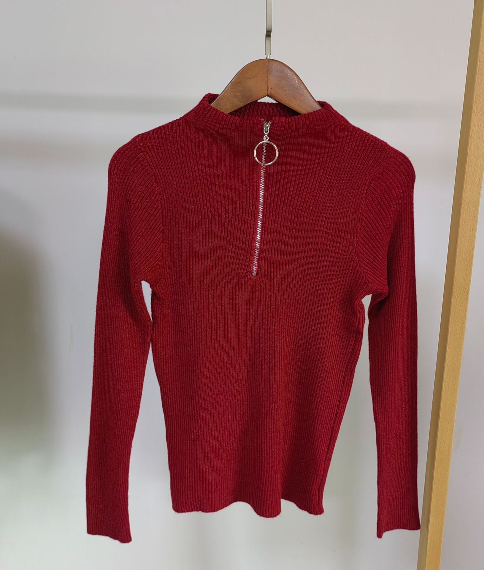 Women’s Semi - Turtleneck Slim - Fit Cardigan – Elegant Core - Spun Knit - Negative Apparel