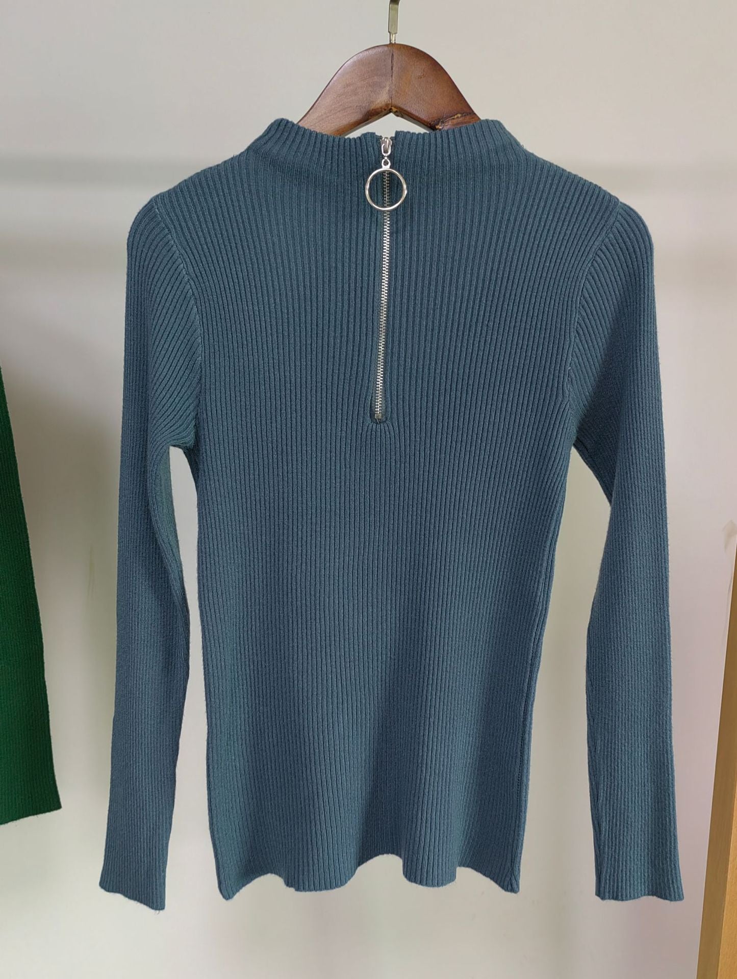Women’s Semi - Turtleneck Slim - Fit Cardigan – Elegant Core - Spun Knit - Negative Apparel