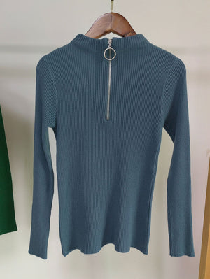Women’s Semi - Turtleneck Slim - Fit Cardigan – Elegant Core - Spun Knit - Negative Apparel