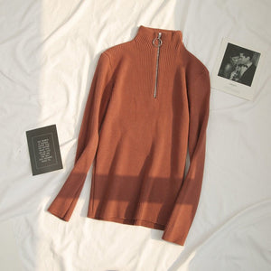 Women’s Semi - Turtleneck Slim - Fit Cardigan – Elegant Core - Spun Knit - Negative Apparel