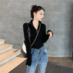 Women’s Semi - Turtleneck Slim - Fit Cardigan – Elegant Core - Spun Knit - Negative Apparel