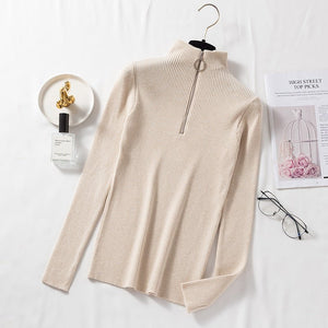 Women’s Semi - Turtleneck Slim - Fit Cardigan – Elegant Core - Spun Knit - Negative Apparel
