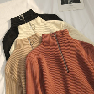 Women’s Semi - Turtleneck Slim - Fit Cardigan – Elegant Core - Spun Knit - Negative Apparel