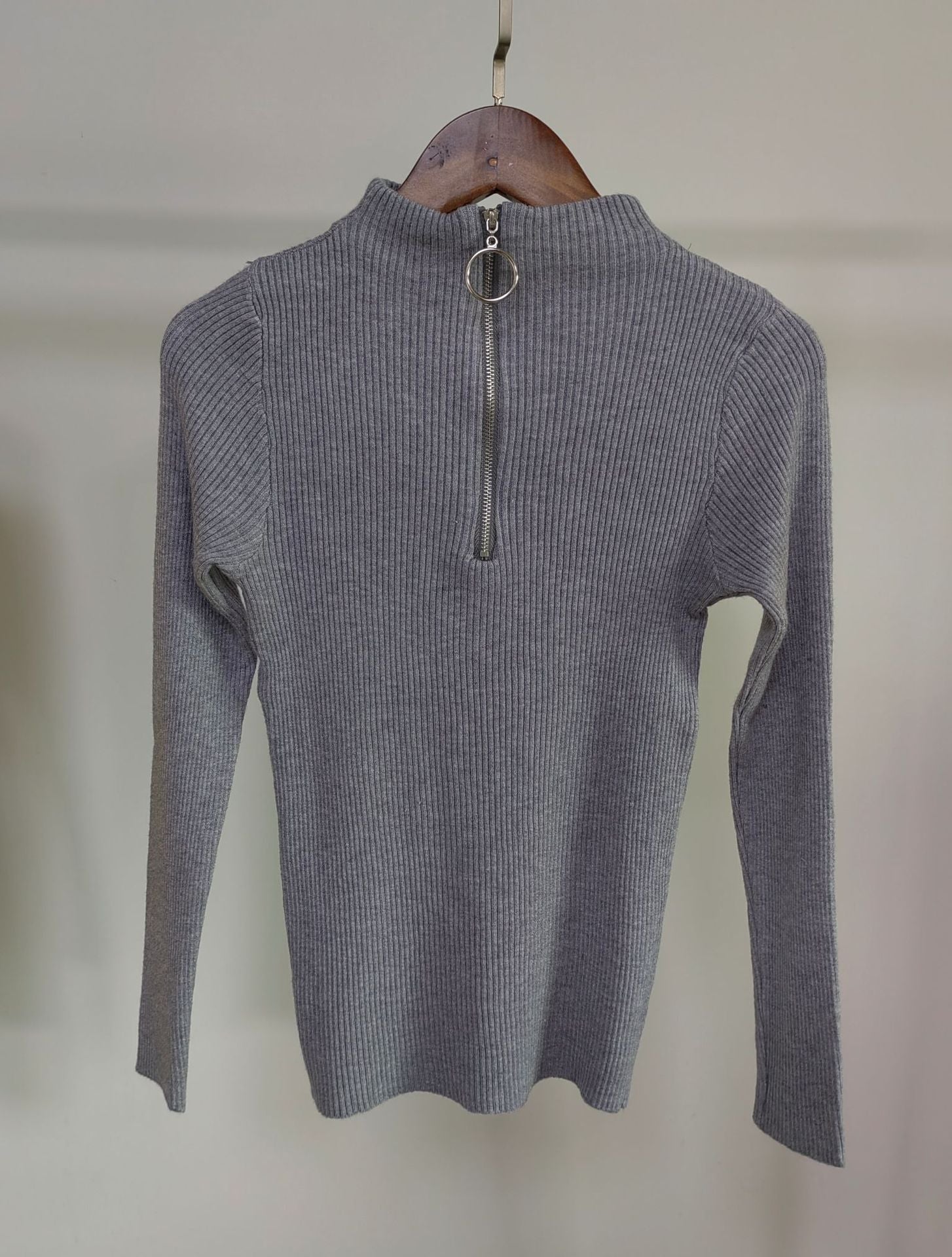 Women’s Semi - Turtleneck Slim - Fit Cardigan – Elegant Core - Spun Knit - Negative Apparel