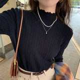 Women’s Semi - Turtleneck Solid Color Knit Sweater | Long Sleeve Casual Pullover – Autumn 2025 - Negative Apparel