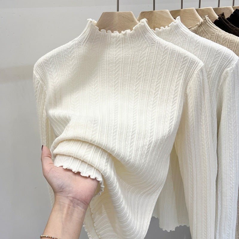 Women’s Semi - Turtleneck Solid Color Knit Sweater | Long Sleeve Casual Pullover – Autumn 2025 - Negative Apparel